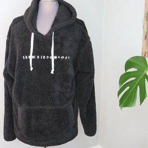 SEEK DISCOMFORT SHERPA HOODIE Black LARGE UniSex Super Soft EXCELLENT CONDITION